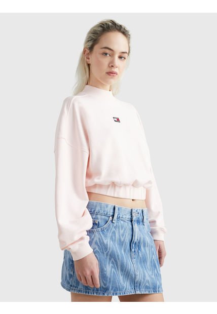 Saco Holgada De Corte Cropped Con Escudo Mujer Rosa Tommy Jeans