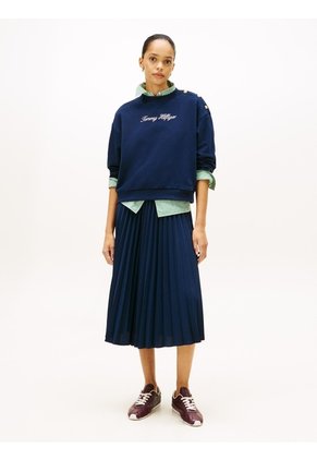 Saco Azul De Felpa Con Logo Script Y Botones Decorativos Tommy Hilfiger