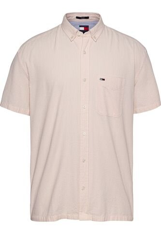 Camisa Rosa De Rayas Con Manga Corta Tommy Jeans Tommy Hilfiger