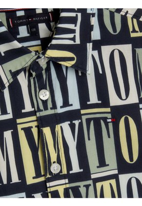 Camisa De Manga Corta Con Motivo Letras Niño Azul Tommy Hilfiger