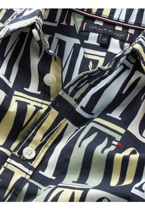 Camisa De Manga Corta Con Motivo Letras Niño Azul Tommy Hilfiger