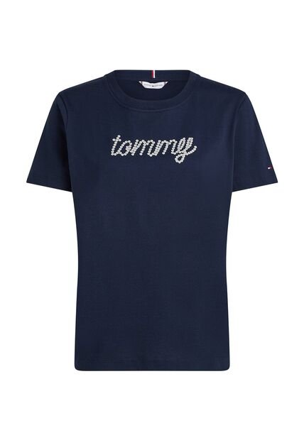 Camiseta Azul Oscuro Con Logo Gráfico De Corte Regular Tommy Hilfiger
