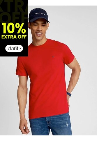 Camiseta Manga Corta Rojo Slim Fit Esencial En Algodón Tommy Hilfiger Tommy Hilfiger