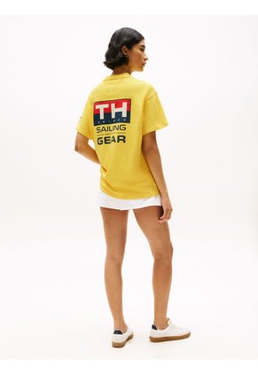 Camiseta Amarilla Amplia Hilfiger Con Logo Trasero Tommy Hilfiger