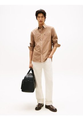 Camisa Naranja Manga Larga De Corte Regular Con Logo Tommy Hilfiger