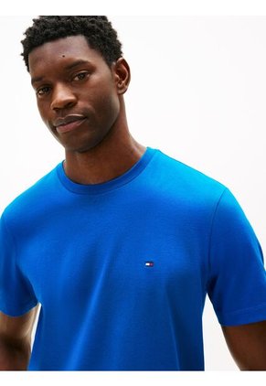 Camiseta Celeste De Cuello Redondo Con Logo Bordado Tommy Hilfiger