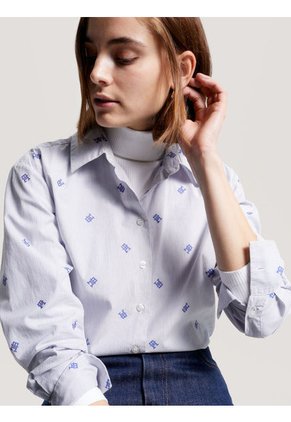 Camisa De Rayas Ithaca Con Monogramas Th Para Mujer Tommy Hilfiger