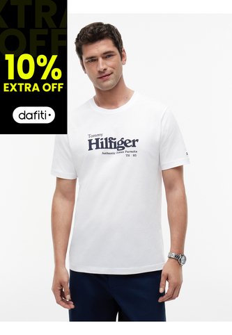 Camiseta Blanca De Punto Con Logo Gráfico Tommy Hilfiger Tommy Hilfiger