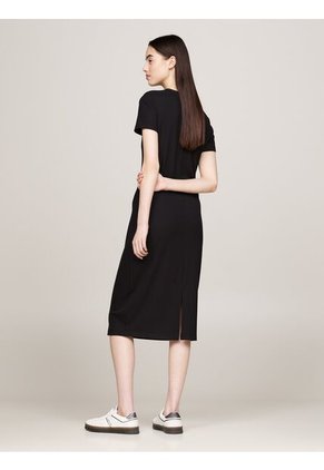 Vestido Negro Ajustado Midi Acanalado Tommy Jeans