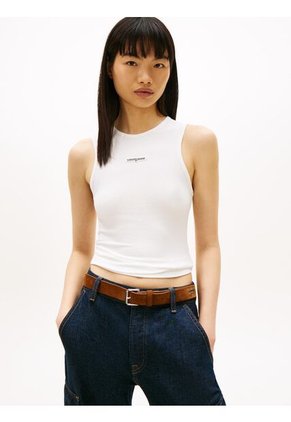 Tank Blanco De Corte Slim Con Script Label Tommy Jeans