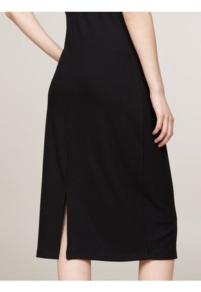 Vestido Negro Ajustado Midi Acanalado Tommy Jeans