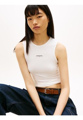 Tank Blanco De Corte Slim Con Script Label Tommy Jeans