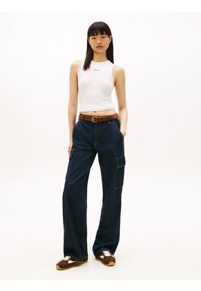 Tank Blanco De Corte Slim Con Script Label Tommy Jeans