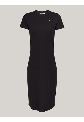 Vestido Negro Ajustado Midi Acanalado Tommy Jeans