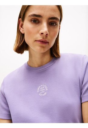 Camiseta Purpura De Corte Regular Con Diseño De Rayas Tommy Hilfiger