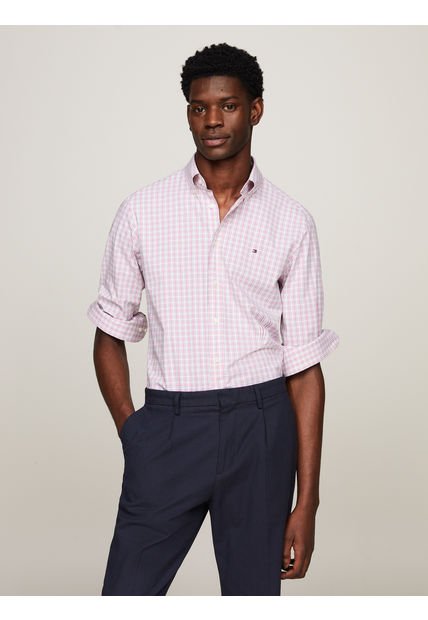 Camisa Rosa De Cuadros Y Corte Regular Tommy Hilfiger