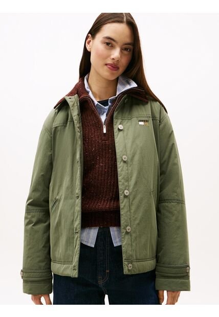 Chaqueta Verde Rompe Viento Con Logo Tommy Jeans