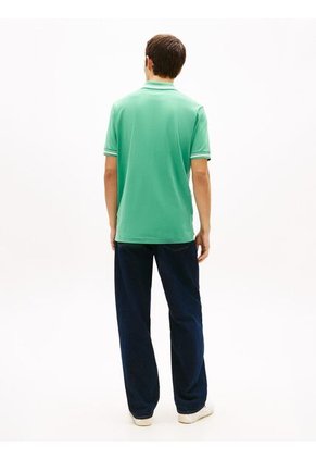 Polo Verde De Corte Regular Ribeteado Con Logo Tommy Jeans
