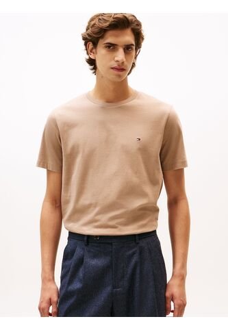 Camiseta Beige De Cuello Redondo Con Logo Bordado Tommy Hilfiger Tommy Hilfiger