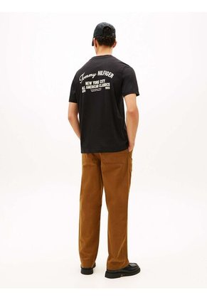 Camiseta Negra De Cuello Redondo Con Logo Tommy Hilfiger