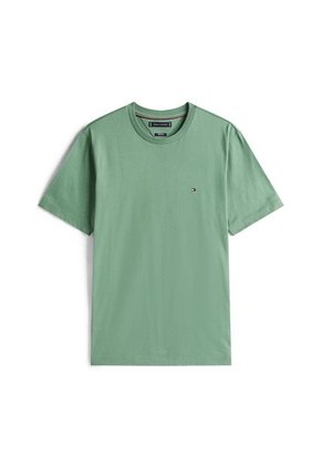 Camiseta Verde De Cuello Redondo Con Logo Bordado Tommy Hilfiger
