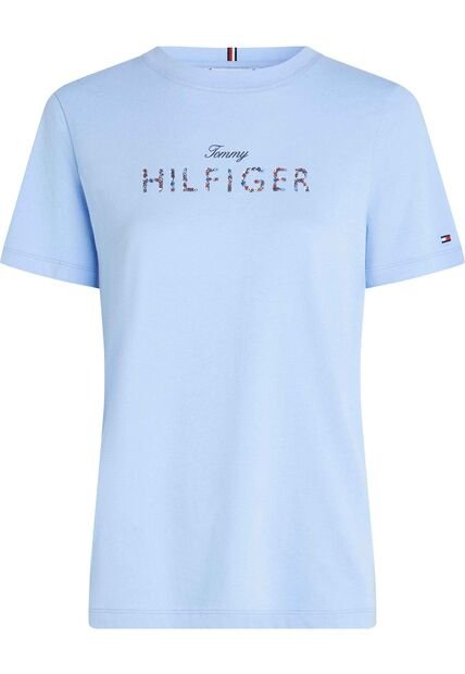 Camiseta Celeste Con Logo Gráfico De Corte Regular Tommy Hilfiger