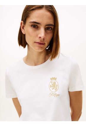 Camiseta Blanca Con Escudo TH Bordado Tommy Hilfiger