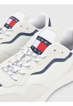 Tenis De Running Color Block Dentadas Hombre Blanco Tommy Hilfiger