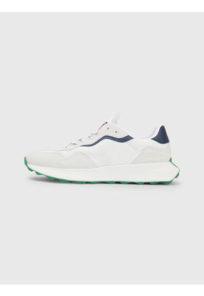Tenis De Running Color Block Dentadas Hombre Blanco Tommy Hilfiger