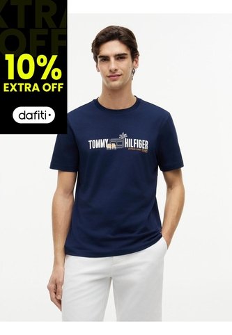 Camiseta Azul De Corte Regular Con Logo Gráfico Tommy Hilfiger Tommy Hilfiger
