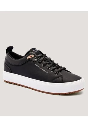Tenis Negro Con Suela De Tacos Finos Tommy Hilfiger
