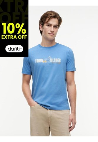 Camiseta Azul De Corte Regular Con Logo Gráfico Tommy Hilfiger Tommy Hilfiger