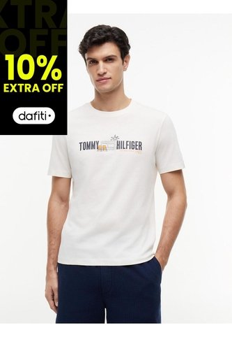 Camiseta Blanca De Corte Regular Con Logo Gráfico Tommy Hilfiger Tommy Hilfiger