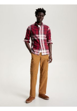 Camisa Oxford Slim De Tartán Hombre Rojo Tommy Hilfiger