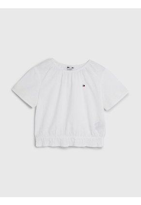 Top Blanco De Manga Corta En Tejido Seersucker Tommy Hilfiger