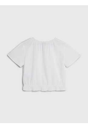 Top Blanco De Manga Corta En Tejido Seersucker Tommy Hilfiger