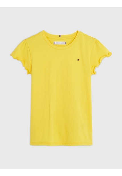 Camiseta Amarilla Essential De Corte Slim Con Volantes Tommy Hilfiger
