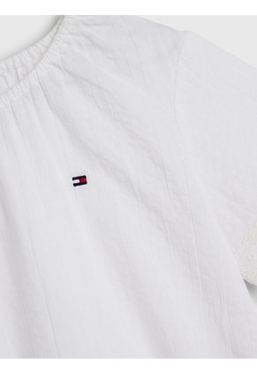 Top Blanco De Manga Corta En Tejido Seersucker Tommy Hilfiger
