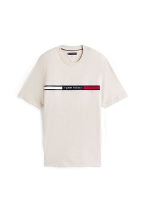 Camiseta Gris De Cuello Redondo Con Logo Tommy Hilfiger