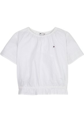 Top Blanco De Manga Corta En Tejido Seersucker Tommy Hilfiger