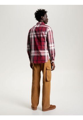 Camisa Oxford Slim De Tartán Hombre Rojo Tommy Hilfiger