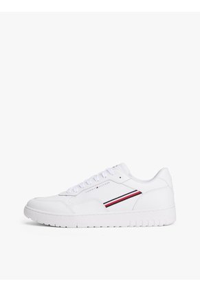 Tenis Blanco De Cuero Con Suela De Tacos Tommy Hilfiger