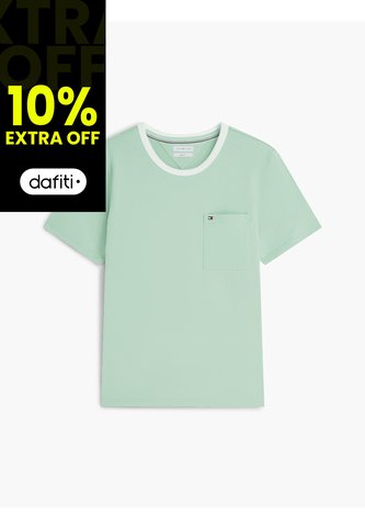 Camiseta Verde De Punto Con Cuello De Malla Tommy Hilfiger Tommy Hilfiger