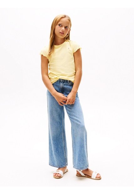 Camiseta Amarilla Essential De Corte Slim Con Volantes Tommy Hilfiger