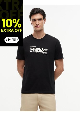 Camiseta Negra De Punto Con Logo Gráfico Tommy Hilfiger Tommy Hilfiger