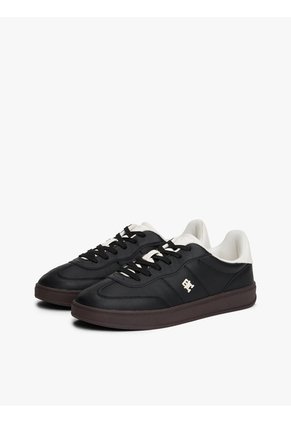 Tenis Negro Heritage De Cuero Brillante Tommy Hilfiger