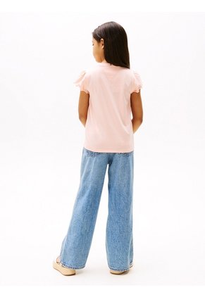 Camiseta Beige Essential De Corte Slim Con Volantes Tommy Hilfiger