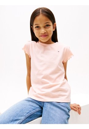 Camiseta Beige Essential De Corte Slim Con Volantes Tommy Hilfiger