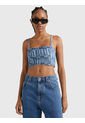 Crop Top Vaquero Con Motivo De Letras Mujer Azul Tommy Jeans de Tommy Hilfiger