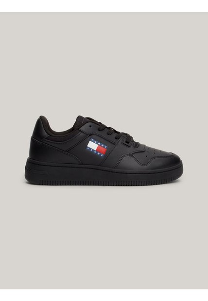 Tenis Negro Essential De Cuero Retro Tommy Hilfiger